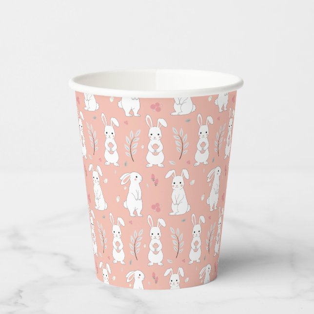 Cute Pastel Pink Rabbit Party Cup (Left)
