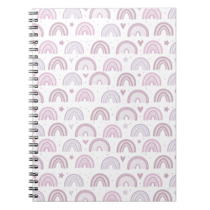 Cute Pastel Pink Rainbows Hearts & Stars pattern Notebook