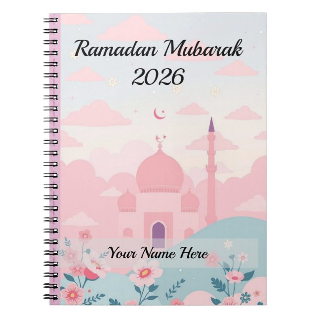 Cute Pastel Pink Ramadan Notebook (Front)