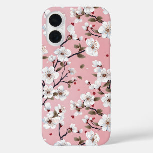 Cute Pastel Pink White Sakura Tree Branch Asian iPhone 16 Case