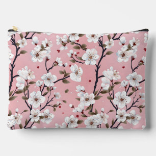 Cute Pastel Pink White Sakura Tree Branch Asian Na Accessory Pouch