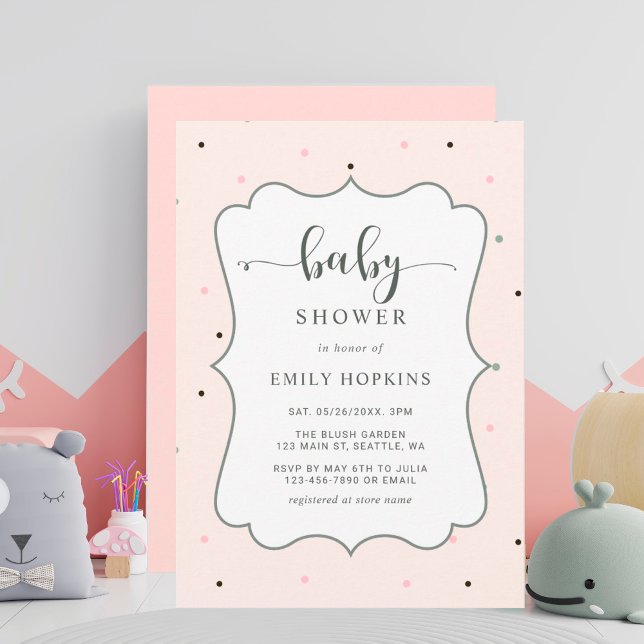 Cute Pastel Polka Dot Pattern Girl Baby Shower Invitation (Creator Uploaded)