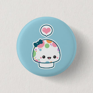Cute Pastel Polka Dotted Mushroom 1 Inch Round Button