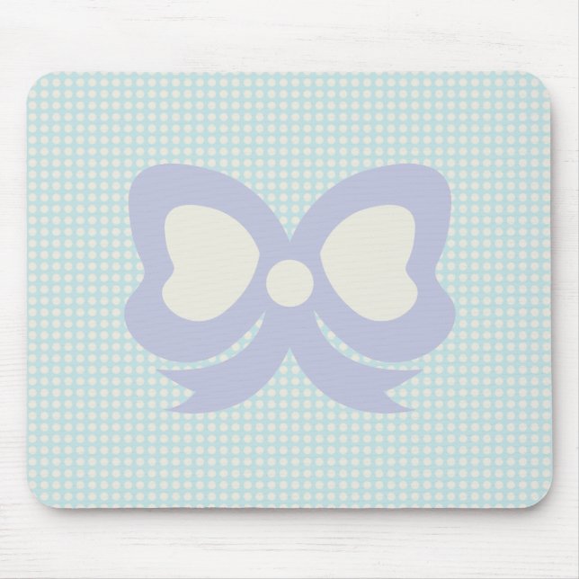 CUTE PASTEL POLKADOTS AND RIBBON BLUE PURPLE MOUSE PAD (Front)