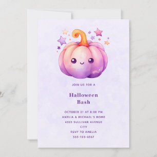 Cute Pastel Pumpkin Halloween Invitation