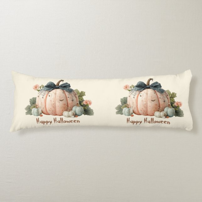 Cute Pastel Pumpkin Happy Halloween Body Pillow (Front)