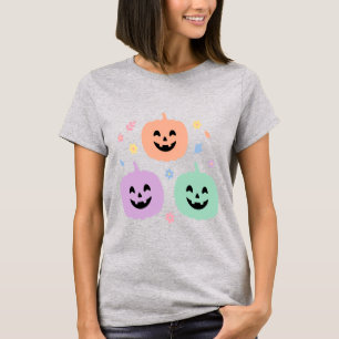 Cute Pastel Pumpkin Trio Halloween T-Shirt
