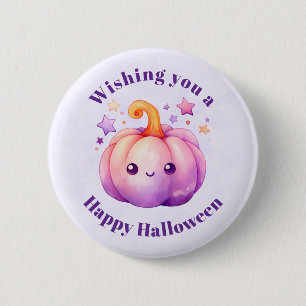 Cute Pastel Pumpkin with Stars Halloween 2 Inch Round Button