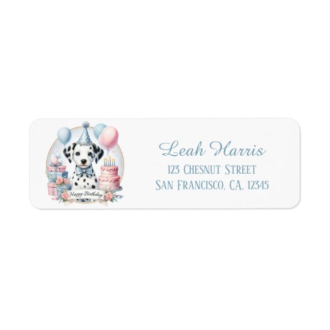 Cute Pastel Puppy Dalmatian - Adresse d'anniversai (Devant)