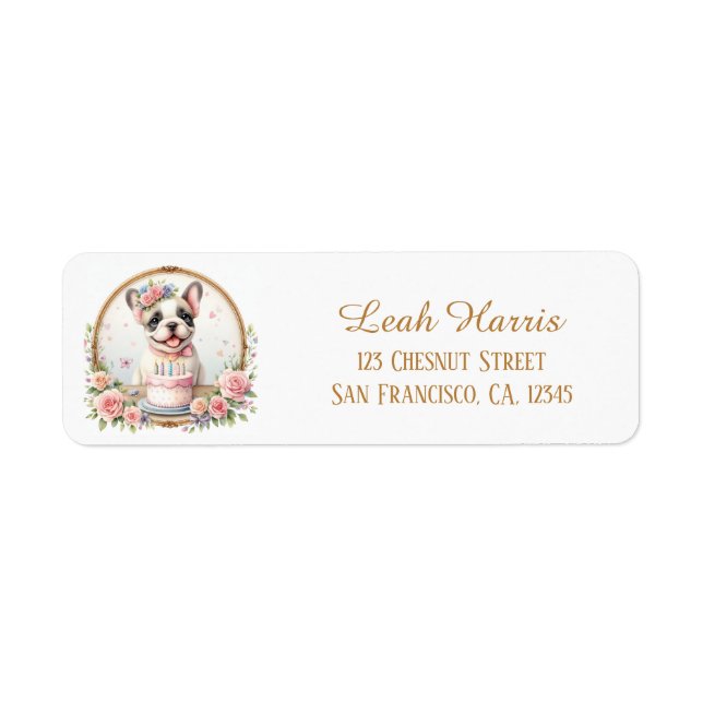 Cute Pastel Puppy French Bulld - Birthday Address  (Front)