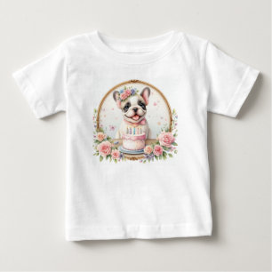 Cute Pastel Puppy French Bulldog - Birthday Baby T-Shirt