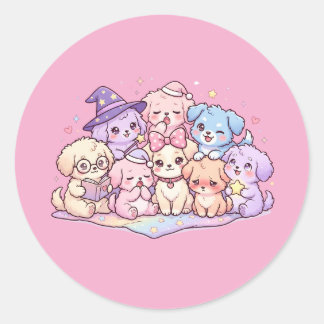 Cute Pastel Puppy Friends Sticker Sheet