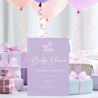 Cute Pastel Purple Rocking Horse Baby Shower