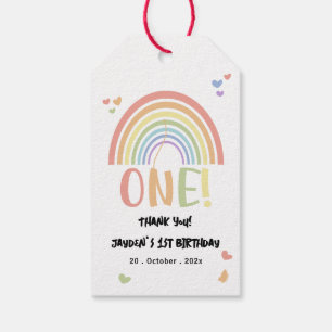 Cute Pastel Rainbow 1st Birthday Gift Tags