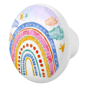 Cute pastel rainbow  ceramic knob