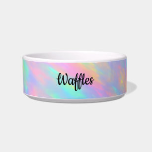 Cute Pastel Rainbow Colours Personalized Pet Name Bowl