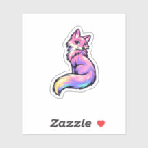 Cute Pastel Rainbow Fox Personalizable Name Stick
