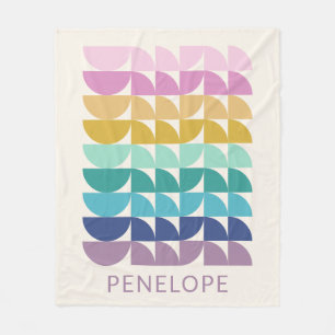 Cute Pastel Rainbow Geometric Shapes Personalized Fleece Blanket