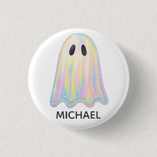 Cute Pastel Rainbow Ghost   Aesthetic Spooky 1 Inch Round Button