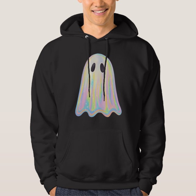 Cute Pastel Rainbow Ghost | Aesthetic Spooky Hoodie (Front)