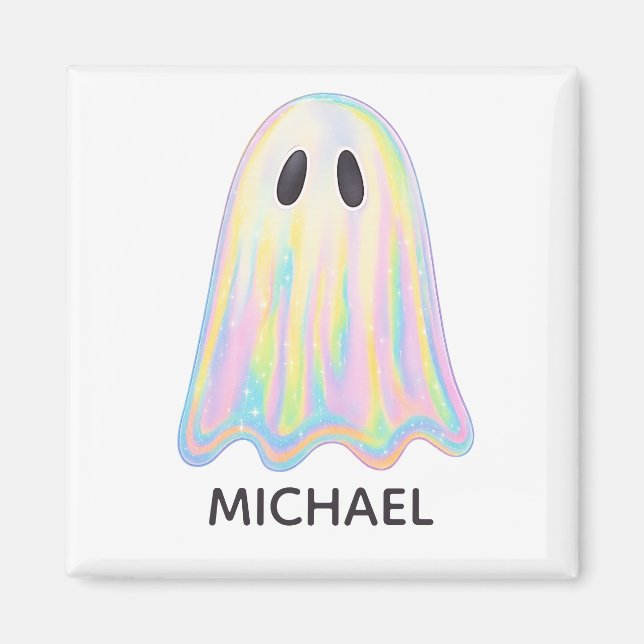 Cute Pastel Rainbow Ghost | Aesthetic Spooky Magnet (Front)