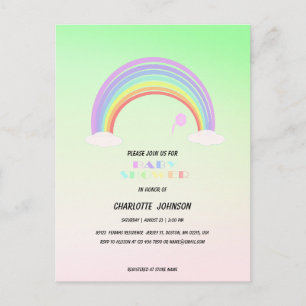 Cute Pastel Rainbow gradient flower Baby Shower Postcard