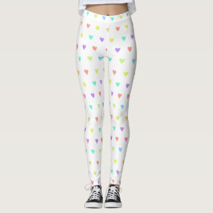 Cute Pastel Rainbow Hearts Pattern Leggings