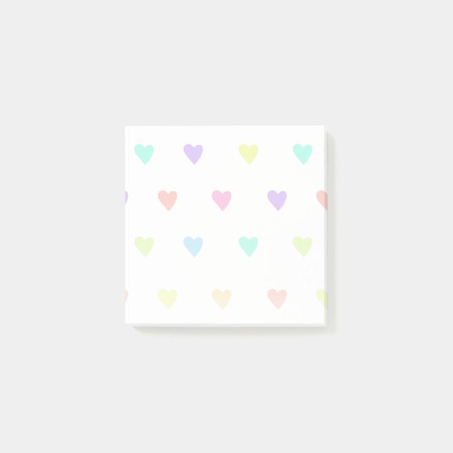 Cute Pastel Rainbow Hearts Pattern Post-it Notes (Front)