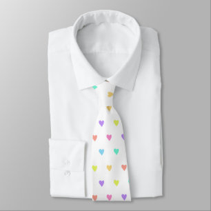 Cute Pastel Rainbow Hearts Pattern Tie