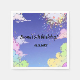 Cute Pastel Rainbow Kids Birthday Party Customized Napkin