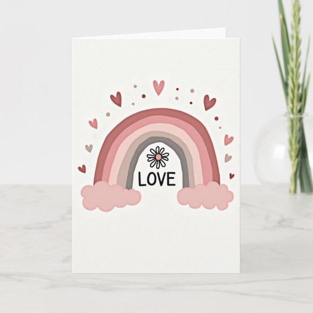 Cute Pastel Rainbow Love Card (Front)