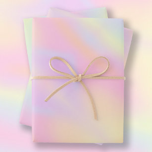 Cute Pastel Rainbow Marbled Patterns Wrapping Paper Sheet