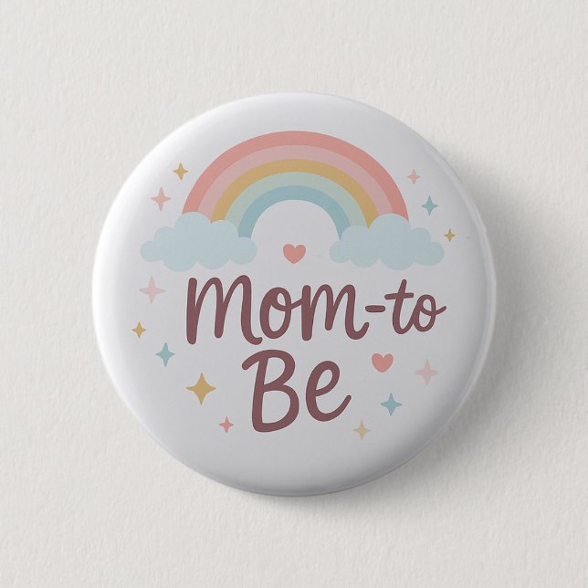 Cute Pastel Rainbow Mom to Be  Button (Front)