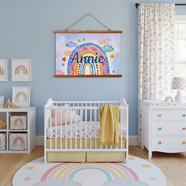 Cute pastel rainbow personalized   hanging tapestry (Creator Uploaded)