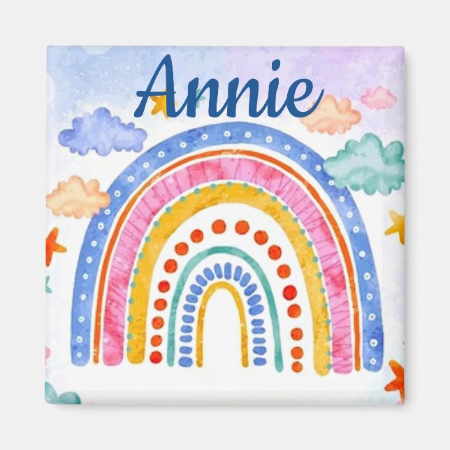Cute pastel rainbow personalized  magnet (Front)