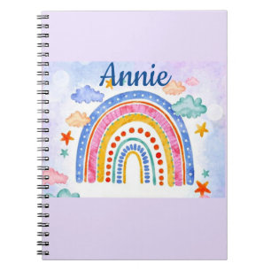 Cute pastel rainbow personalized  notebook