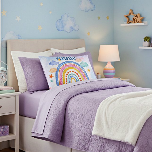 Cute pastel rainbow personalized  pillowcase (Creator Uploaded)
