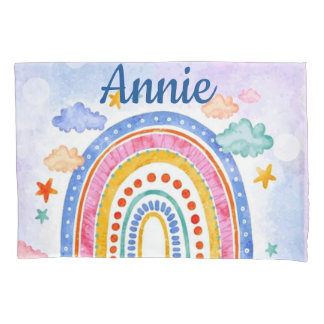 Cute pastel rainbow personalized pillowcase