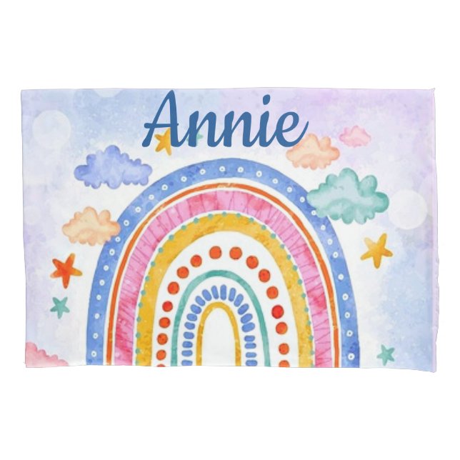 Cute pastel rainbow personalized  pillowcase (Front)