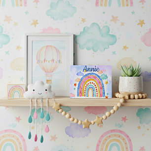 Cute pastel rainbow personalized plaque