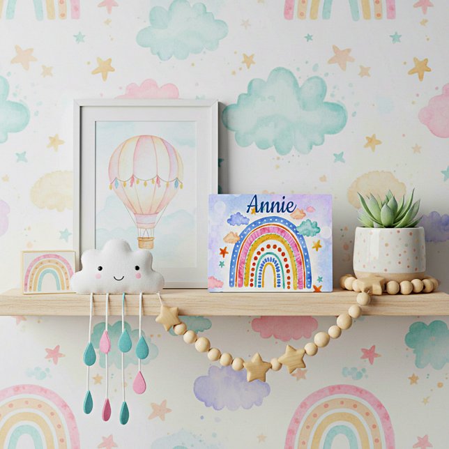 Cute pastel rainbow personalized  plaque (Creator Uploaded)