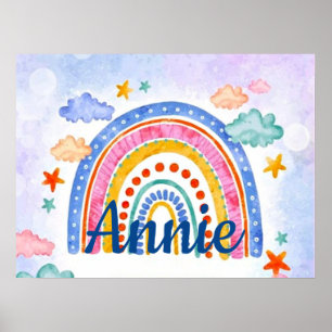 Cute pastel rainbow personalized poster