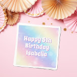 Cute Pastel Rainbow Sparkle Kids Birthday Party Napkin<br><div class="desc">Celebrate your little girl's birthday with these pretty pastel rainbow sparkle party napkins that feature beautiful white letters with purple shadow for your child's name. This magical decor exemplifies the enchantment of childhood.</div>