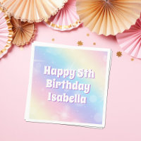 Cute Pastel Rainbow Sparkle Kids Birthday Party