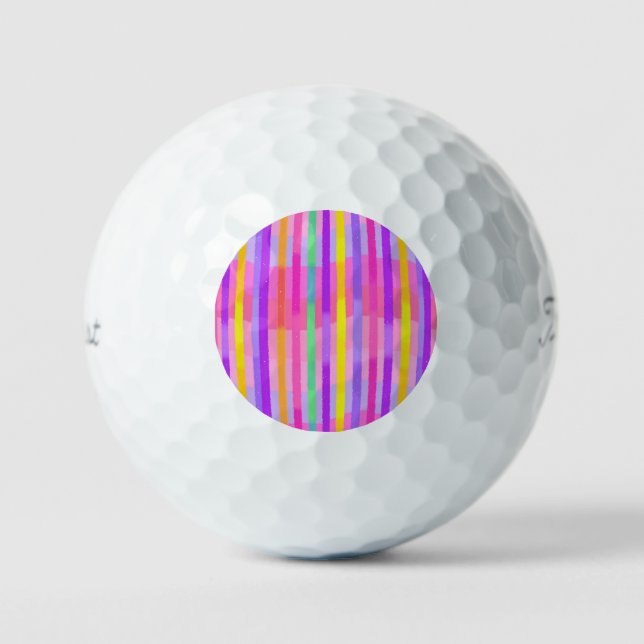 Cute Pastel Rainbow Stripes Golf Balls (Front)