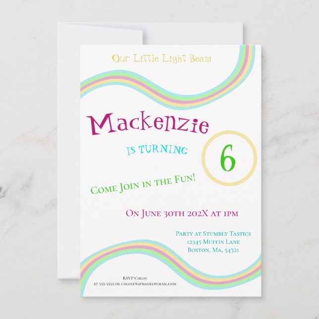 Cute Pastel Rainbow Stripes Invitation (Front)