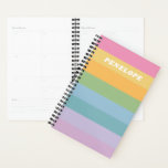 Cute Pastel Rainbow Stripes Personalized Name Planner<br><div class="desc">Whimsical design of simple stripes in a bright candy rainbow palette.</div>