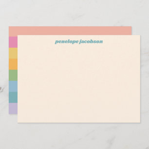 Cute Pastel Rainbow Stripes Retro Personalized Card
