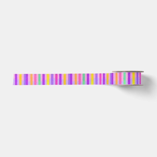 Cute Pastel Rainbow Stripes Satin Ribbon (Front)