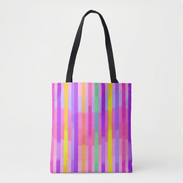 Cute Pastel Rainbow Stripes Tote Bag (Front)
